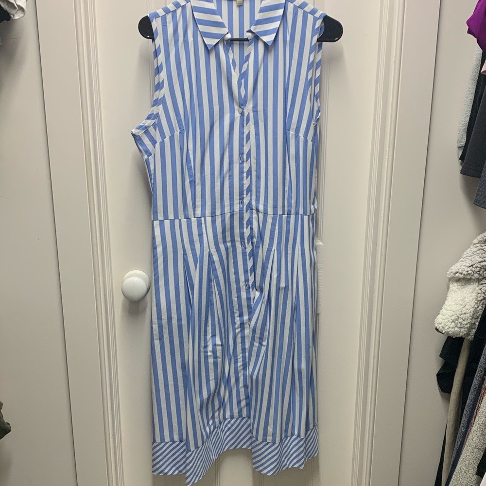 Talbots Striped Pleated Swing Dress